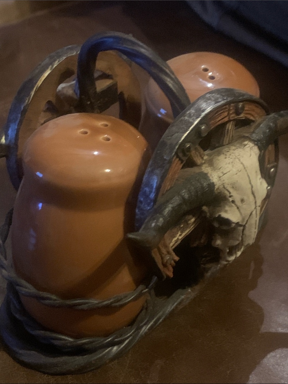 Western Longhorn Skull salt and pepper shaker in Terracotta